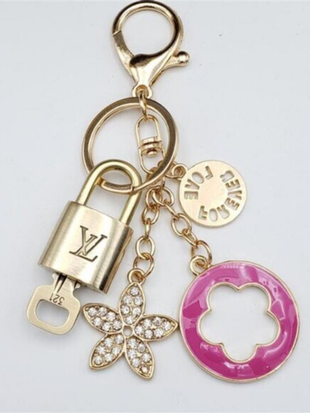 Authentic Louis Vuitton Gold Lock 🔒 Keychain Bag Unbranded Flower Charm LV - Picture 7 of 9